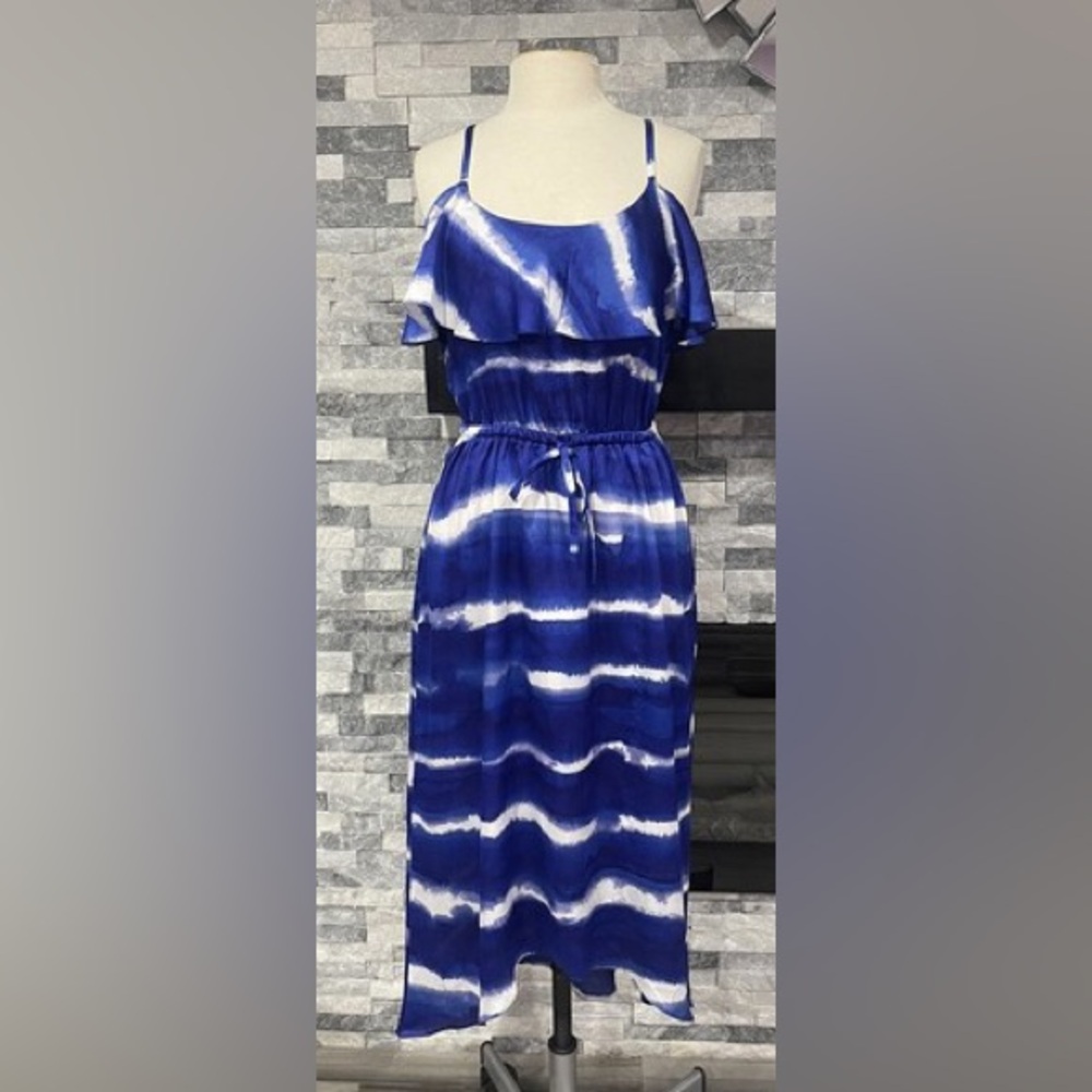 EXPRESS Tie Dye Blue & White Sleeveless Dress Size S